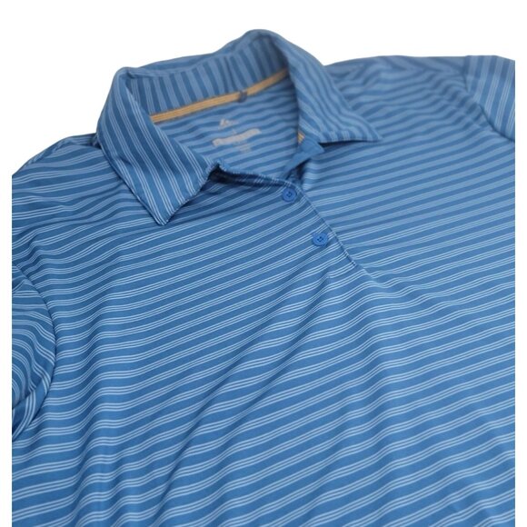 Adidas Golf‎ Polo Shirt Size Large Blue Striped Short Sleeve Performance - Picture 1 of 4